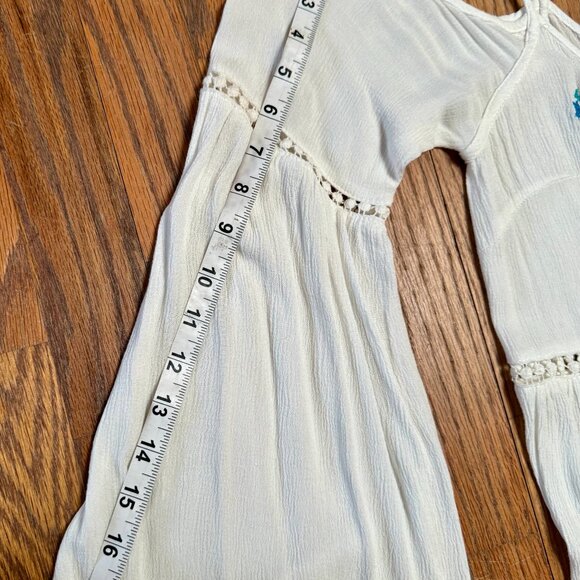 White embroidered Dress Cold Shoulder Countryfest Large Boho Festival rodeo - Picture 6 of 13